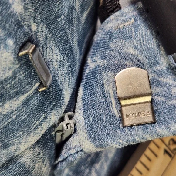 Fendi FF Logo Linen Shorts Mens Bermuda Blue White IT 52 FB0821 AR62 - Picture 7 of 15